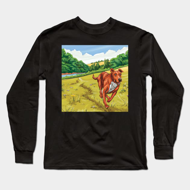 Landscape Dog Run Long Sleeve T-Shirt by Shadowbyte91